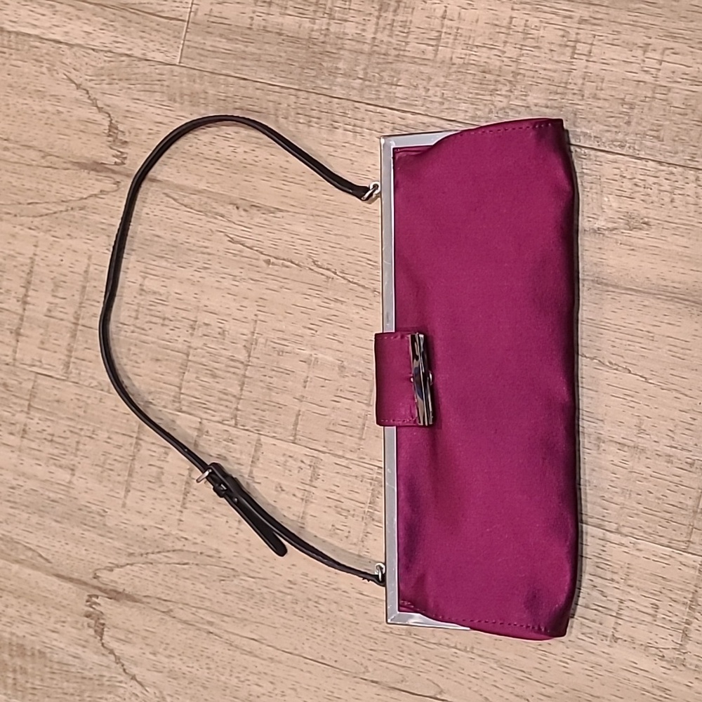 Vtg Y2K Jacob Purple Satin Clutch - Adjustable Strap - NWOT